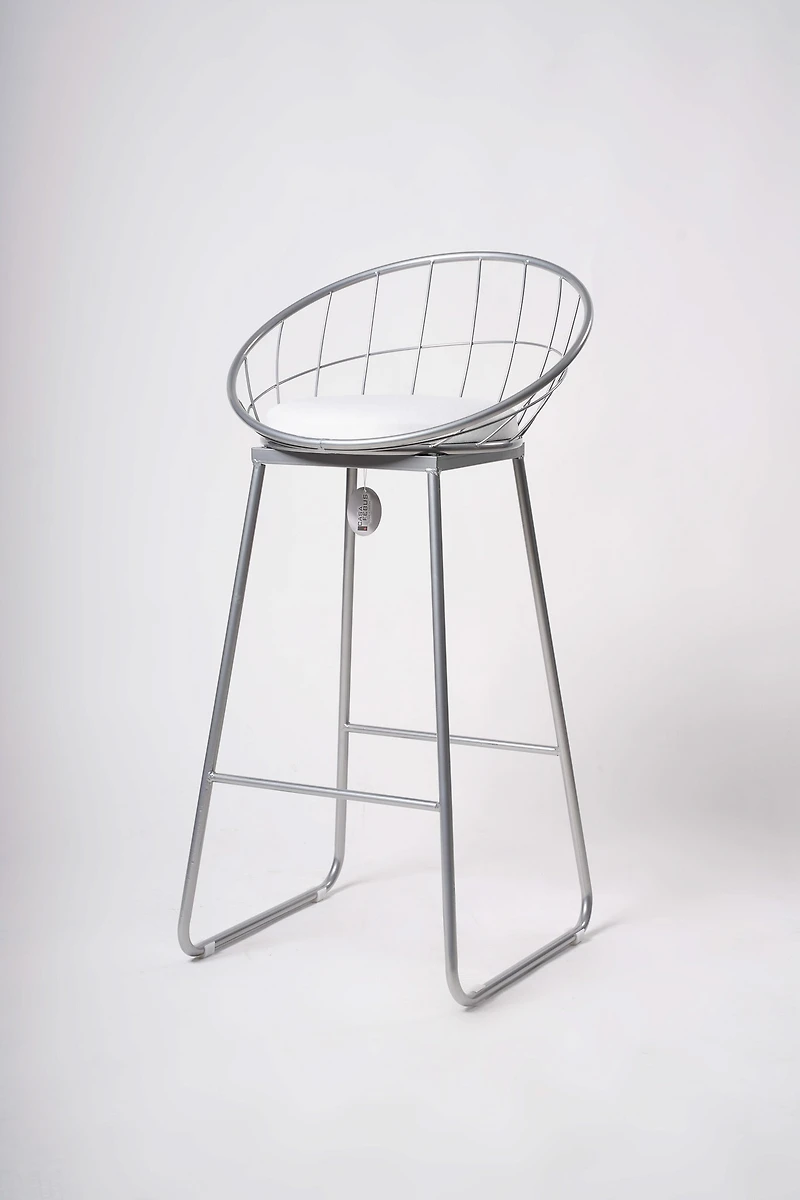 Bonny Bar Stool- White/Silver