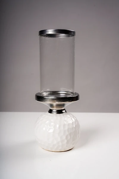 10" Candleholder  White/Silver - Sylvana Collection