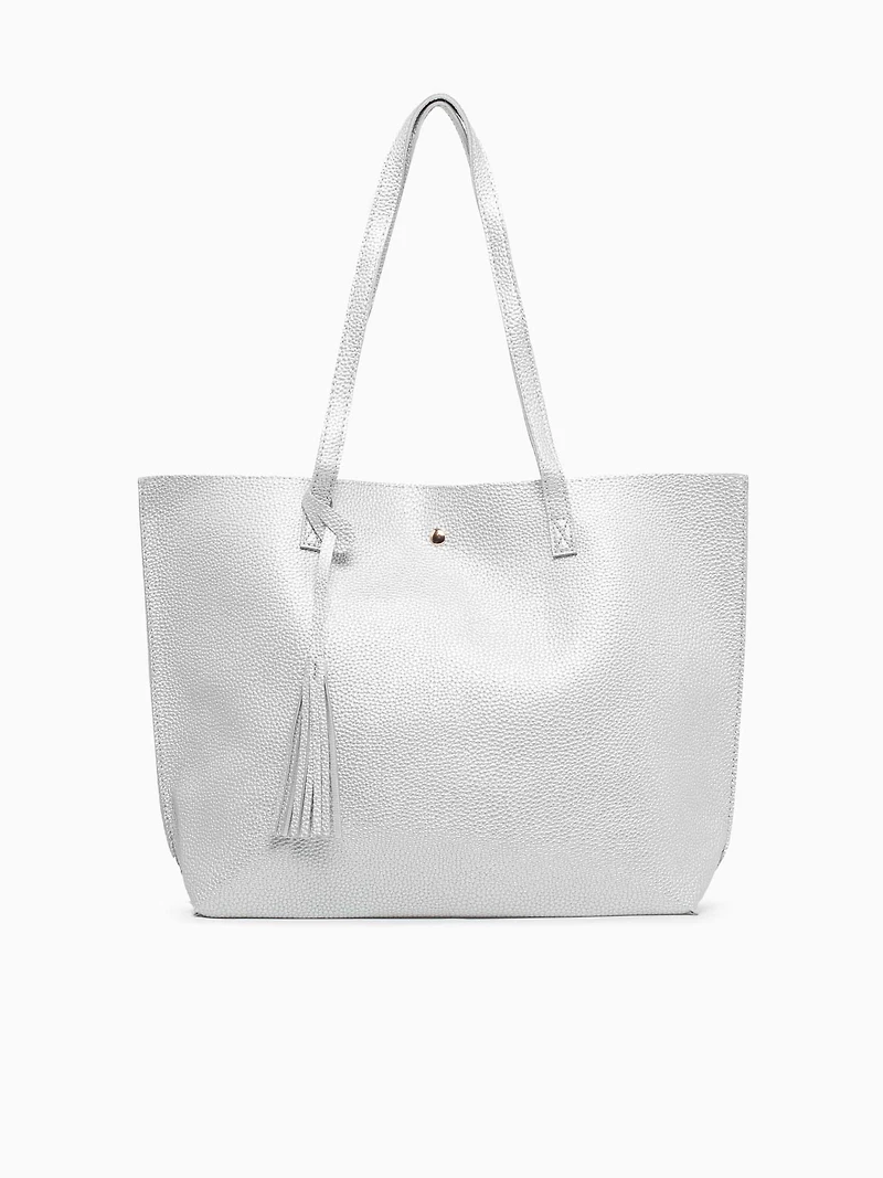 Simple Tassel Tote Silver