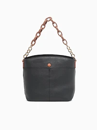 Chained Shoulder Bag Black Tan