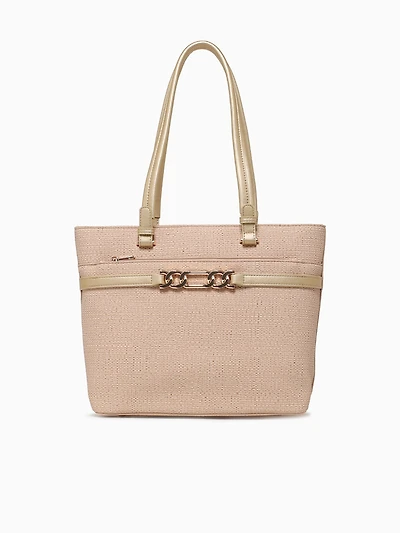 Lange Tote Raffia Gold