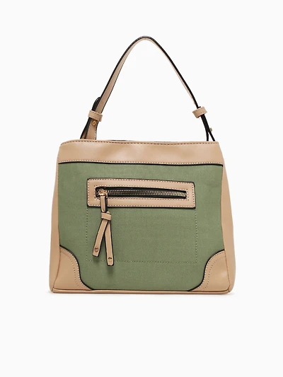 Miranda Top Handle Beige Olive canvas