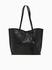 Simple Tassel Tote Black Croco