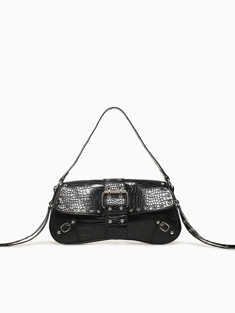 Meli Shoulder Bag Black Croco