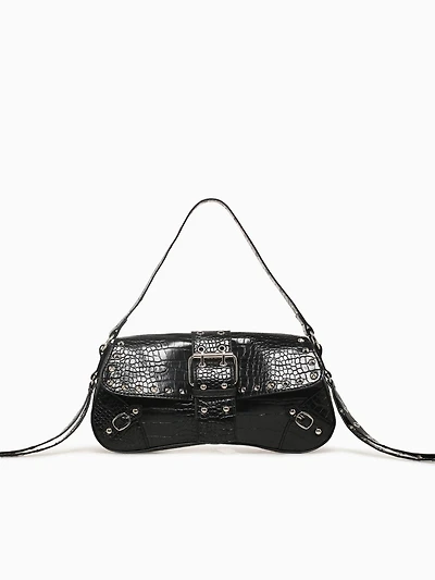Meli Shoulder Bag Black Croco