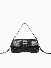 Meli Shoulder Bag Black Croco