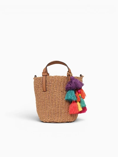 Tassel Top Handle Beige