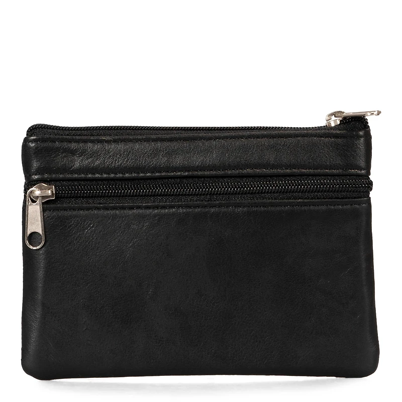 Basics Large Leather Front Zip Coin Case