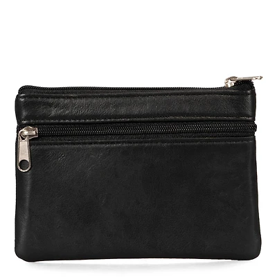 Basics Large Leather Front Zip Coin Case