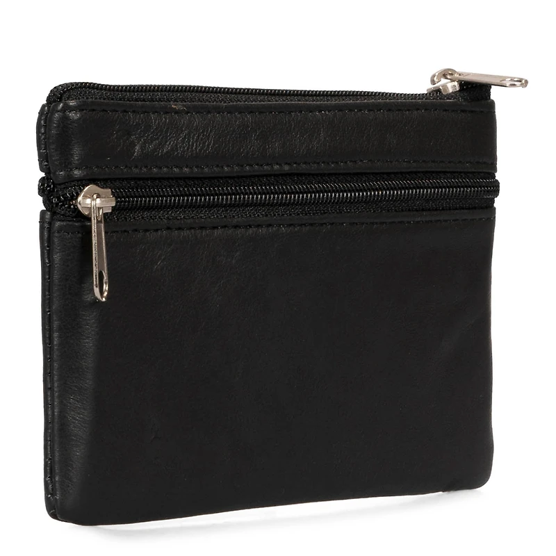 Basics Large Leather Front Zip Coin Case