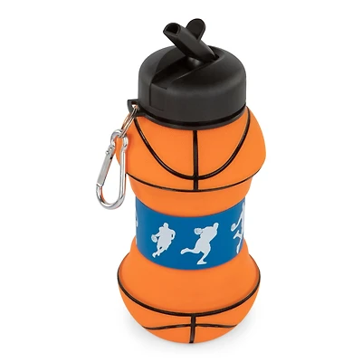 Bouteille d'eau pliable en silicone de basket-ball