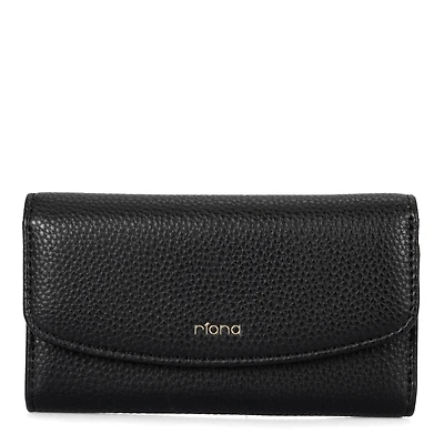 Riona Lucy Pebbled 2.0 RFID Small Flap Black & Red