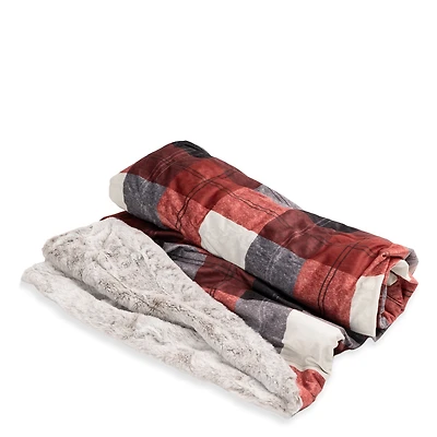 FINAL SALE S&CO Throw Rev. Faux Fur Winter Plaid