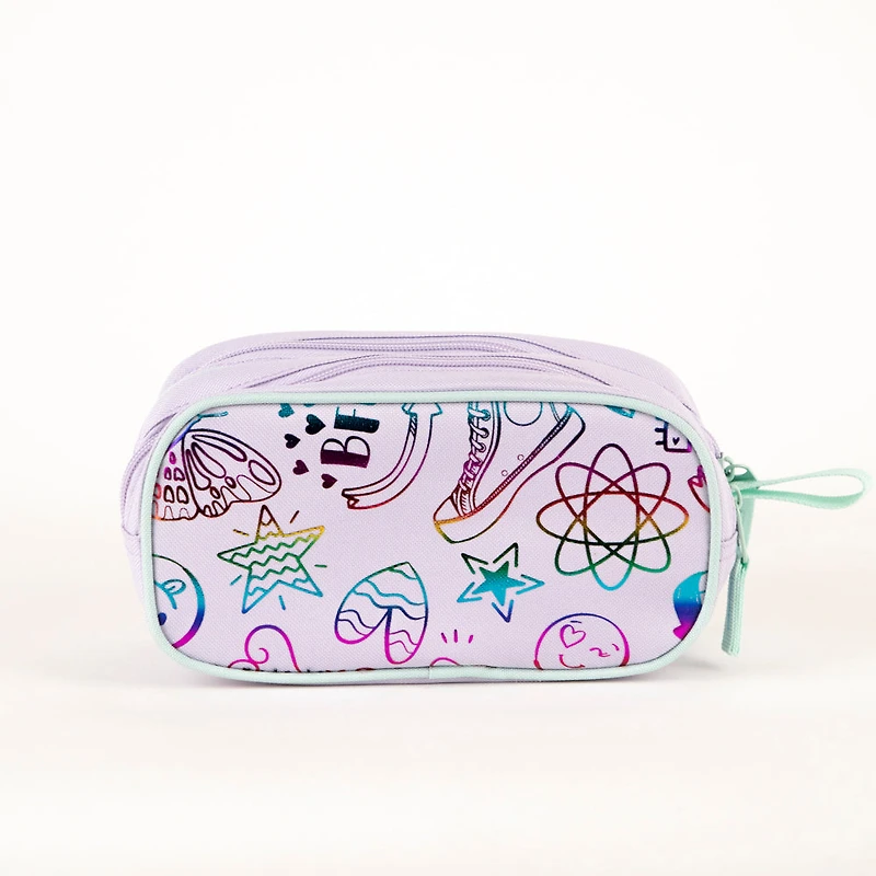Tracker Doodle Foil Purple Pencil Case