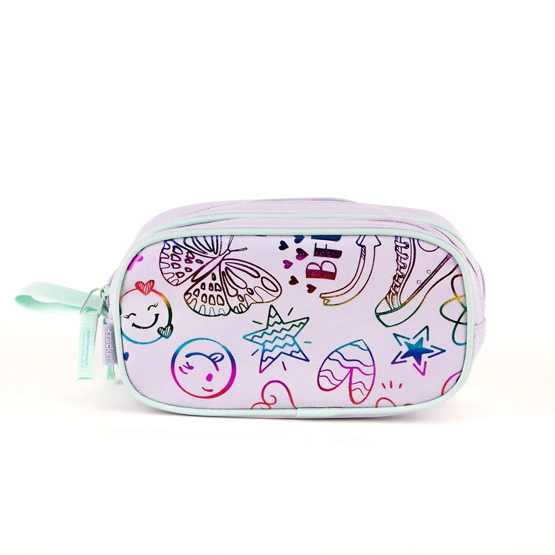Trousse à crayons violette à motif Doodle Tracker