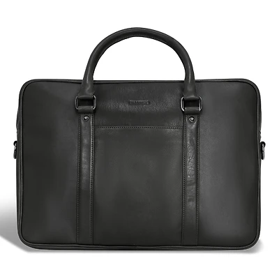 Onyx / Leather Slim Briefcase *Drop Ship*