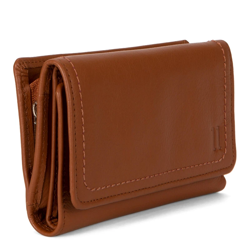 Portefeuille à rabat en cuir RFID Kara
