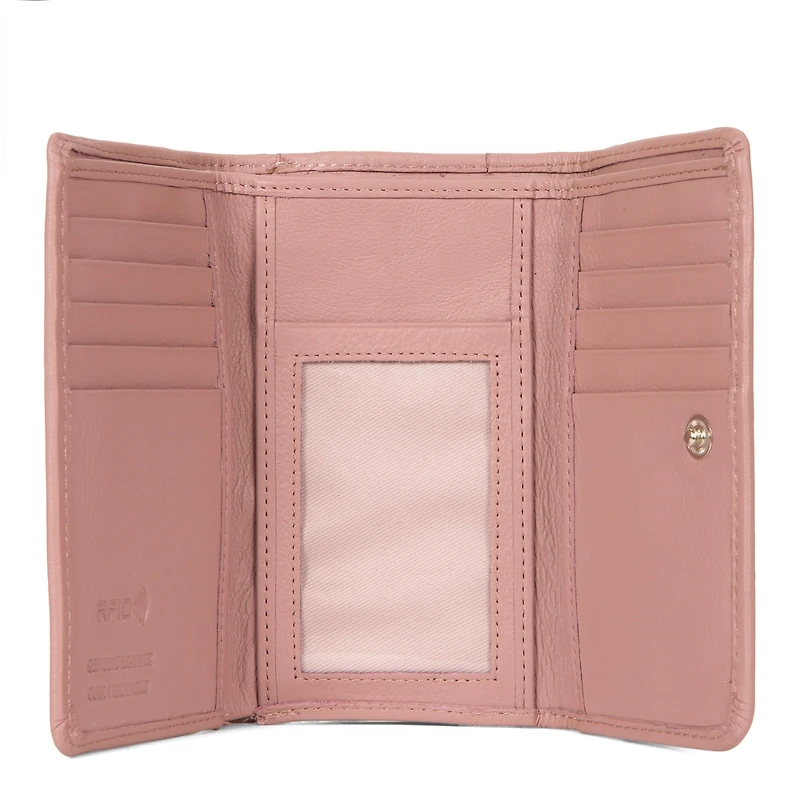 Portefeuille à rabat en cuir RFID Kara