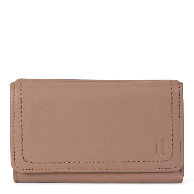 Portefeuille à rabat en cuir RFID Kara