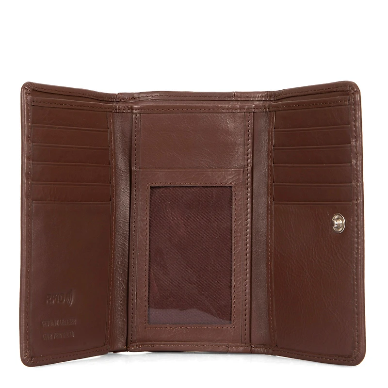 Portefeuille à rabat en cuir RFID Kara