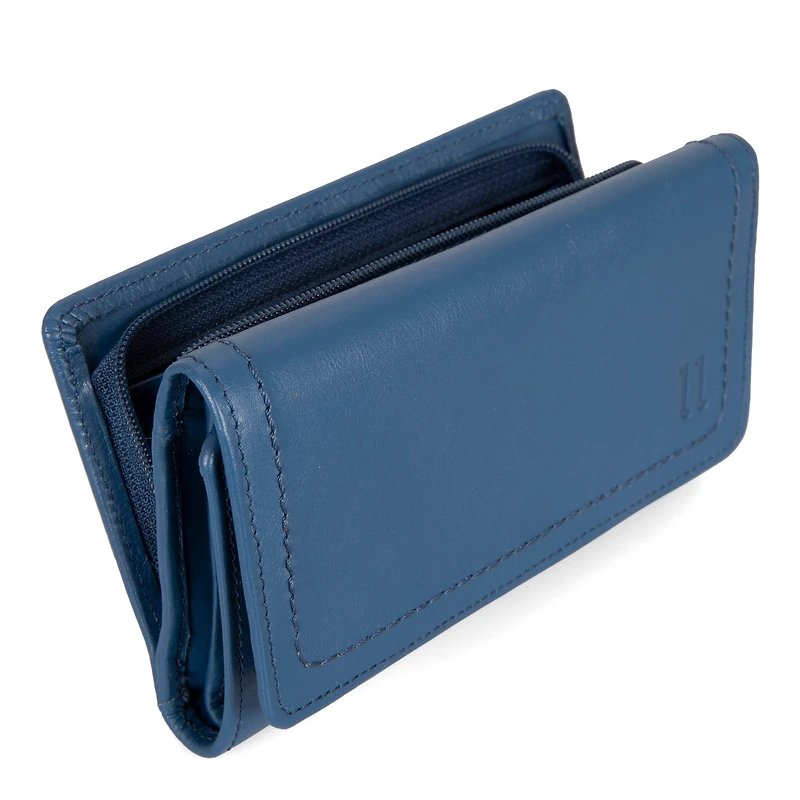 Portefeuille à rabat en cuir RFID Kara