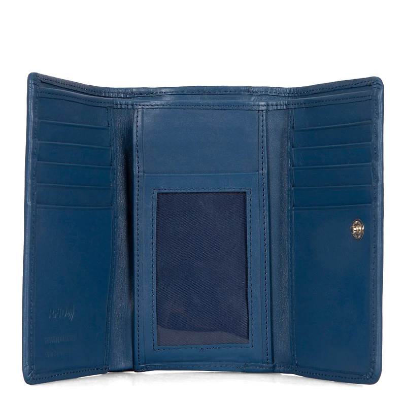 Portefeuille à rabat en cuir RFID Kara
