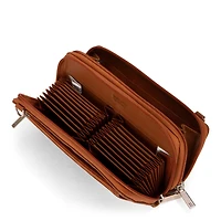 Portefeuille à bandoulière accordéon en cuir Karine RFID