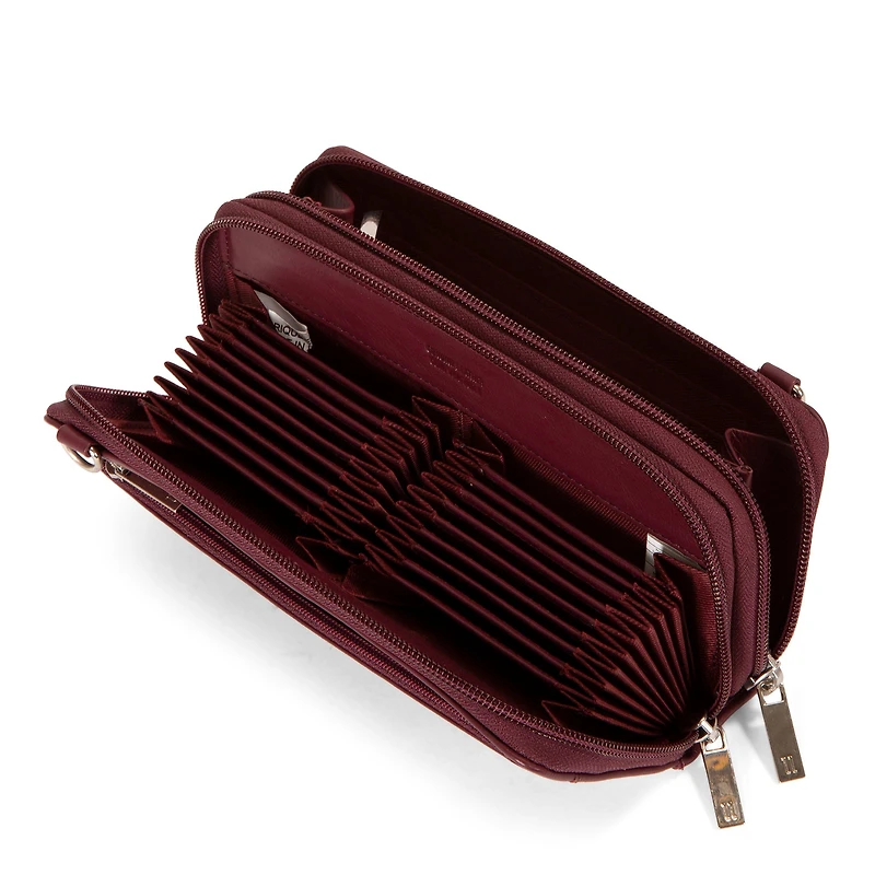 Portefeuille à bandoulière accordéon en cuir Karine RFID