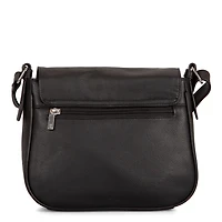 Sac à rabat et bandoulière en cuir RFID