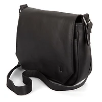 Sac à rabat et bandoulière en cuir RFID