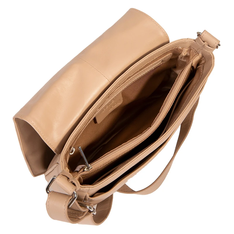 Sac à rabat et bandoulière en cuir RFID