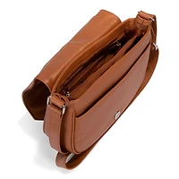 Sac à rabat et bandoulière en cuir RFID
