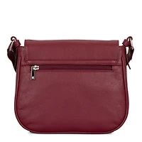 Sac à rabat et bandoulière en cuir RFID