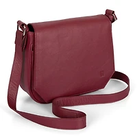 Sac à rabat et bandoulière en cuir RFID