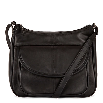 RFID Patch Leather Flap Crossbody