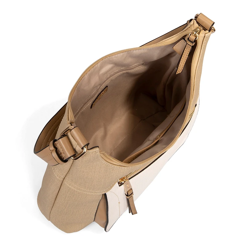 FINAL SALE Faux Linen RFID Hobo Bag