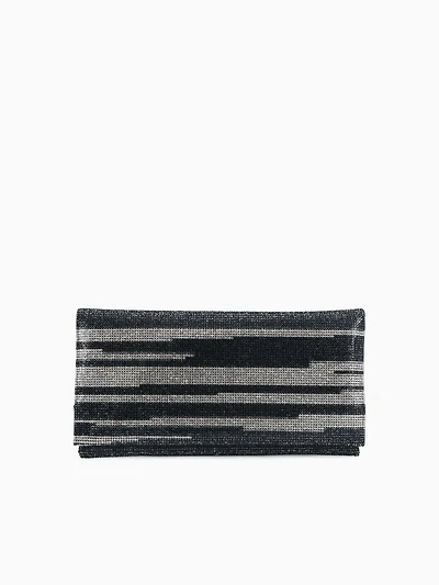 Crystal Panel Clutch Black