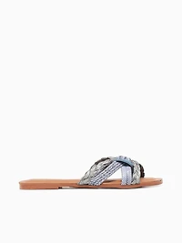 994p Blue Leather Raffia
