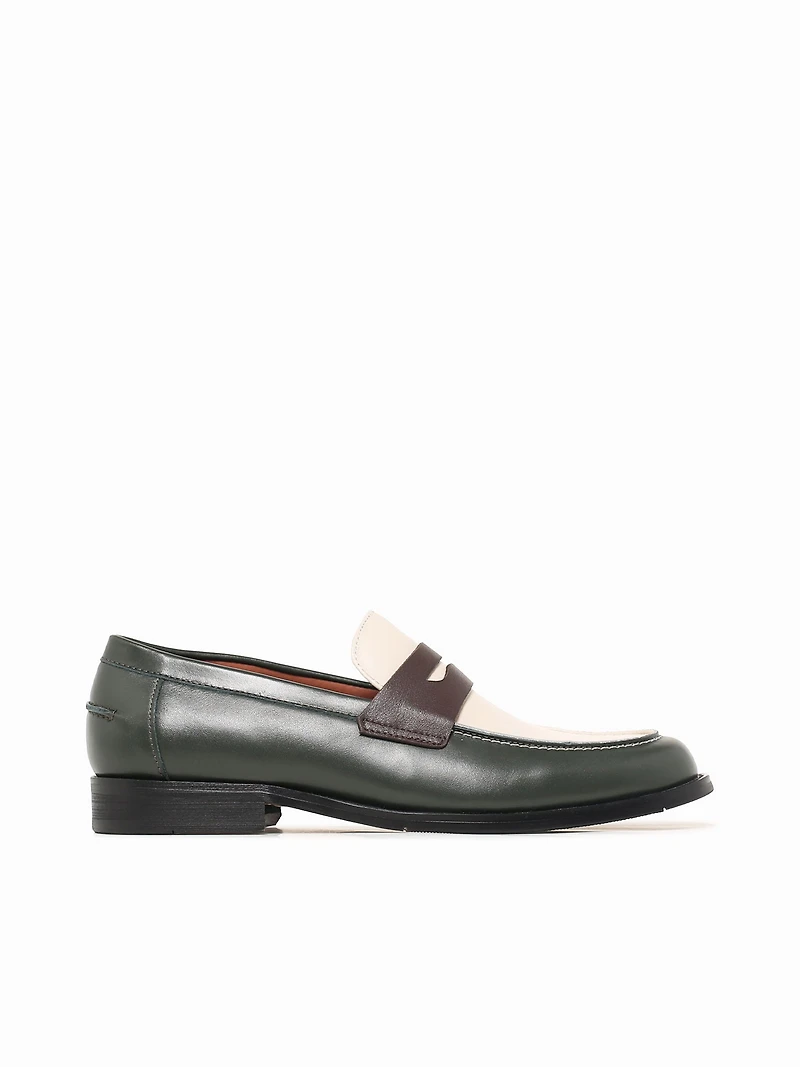 Gaio Brw Beige Grn soft cal leather