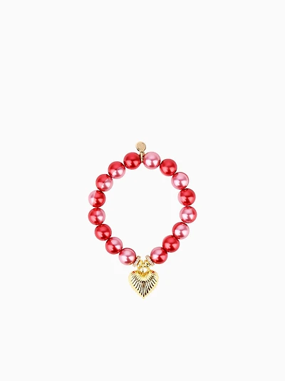 Coeur Beaded Bracelet Rouge