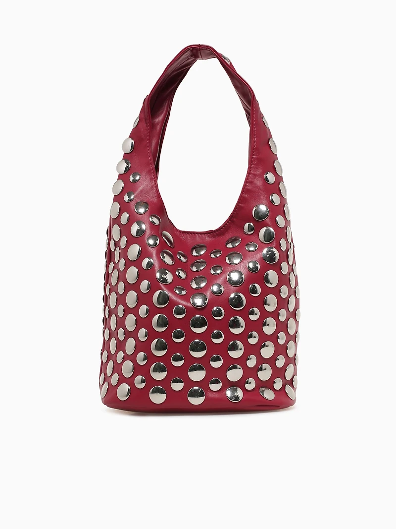 Studded Shoulder Bag Wine