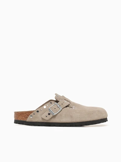 Boston Rivet Taupe Suede