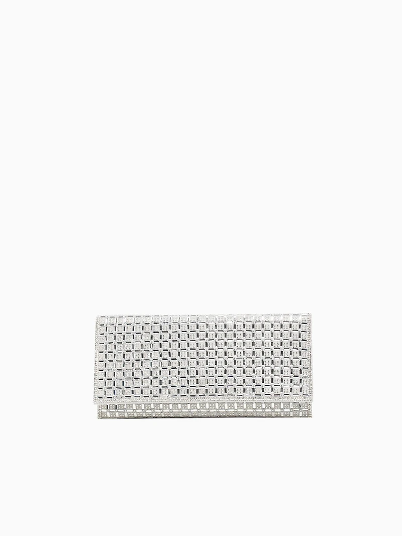 Gemstone Flap Clutch Silver