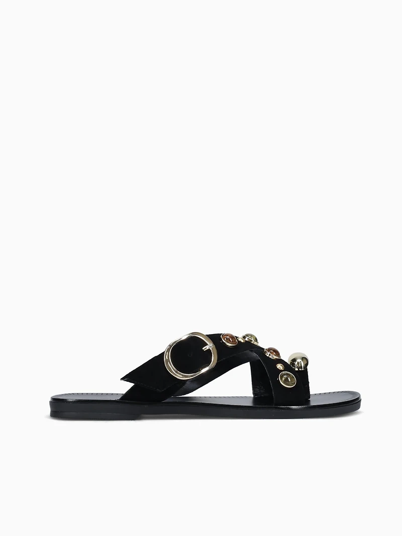 Loretta Black Gold suede