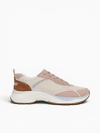 Zoie Ivory Pink Walnut leather Fabric