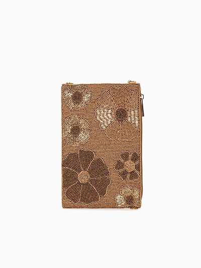 Flower Cell Phone Bag Gold