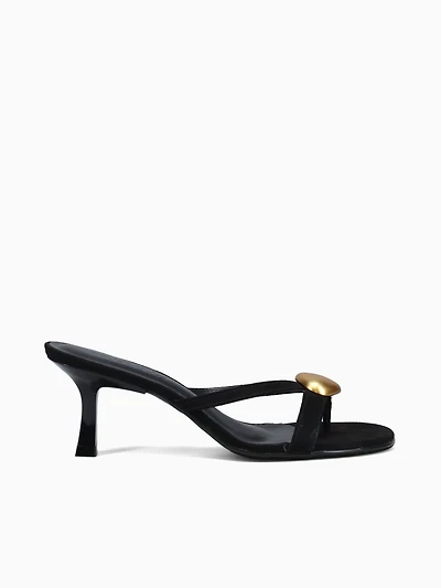 Hillary Black Gold suede