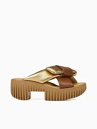 Plia Bow Gold Metallic Leather