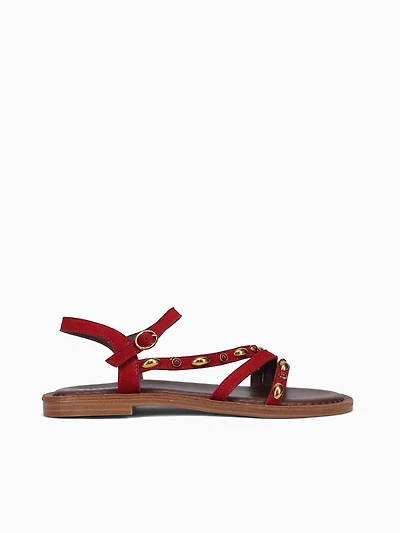 Charlotte Red Suede Leather