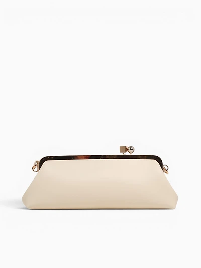 Valentina Kisslock Clutch Off White